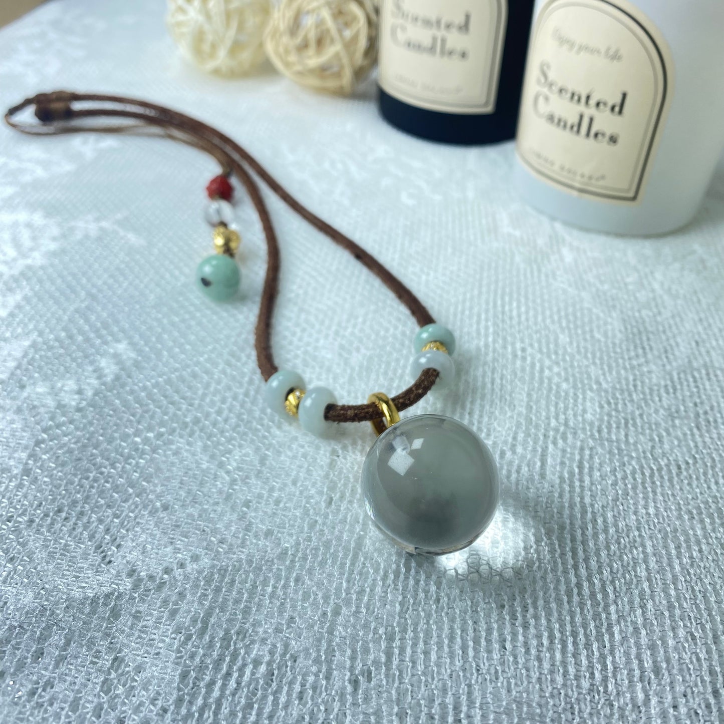 Natural Crystal Purify Energy Protection 25mm Clear Quartz Adjustable Party Necklace