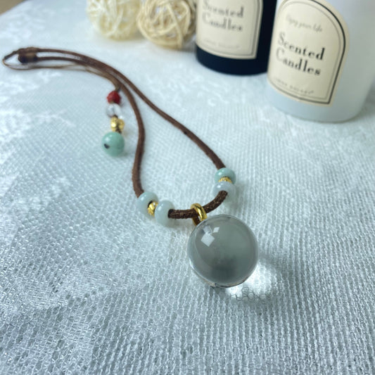 Natural Crystal Purify Energy Protection 25mm Clear Quartz Adjustable Party Necklace