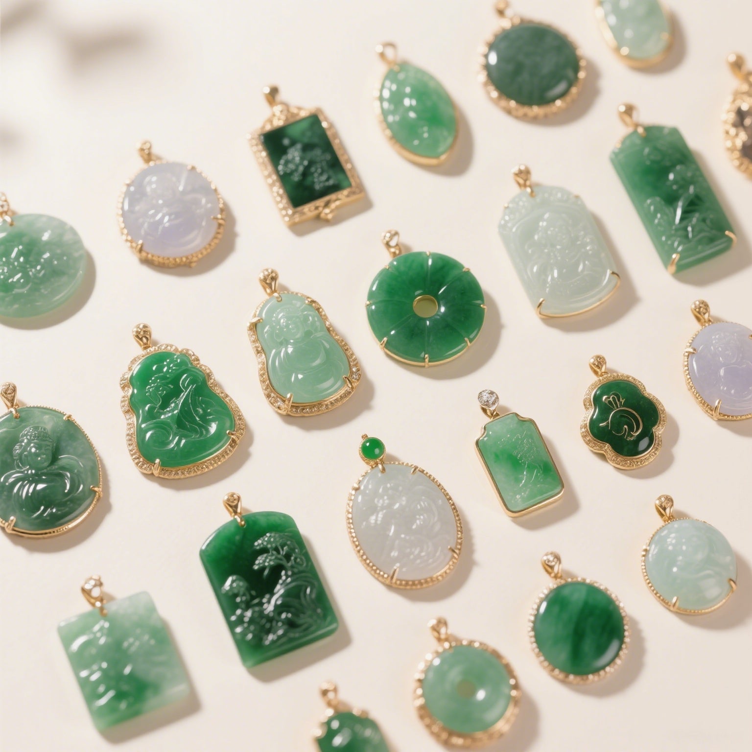 Hand-carved Jadeite & Hetian Jade Pendant