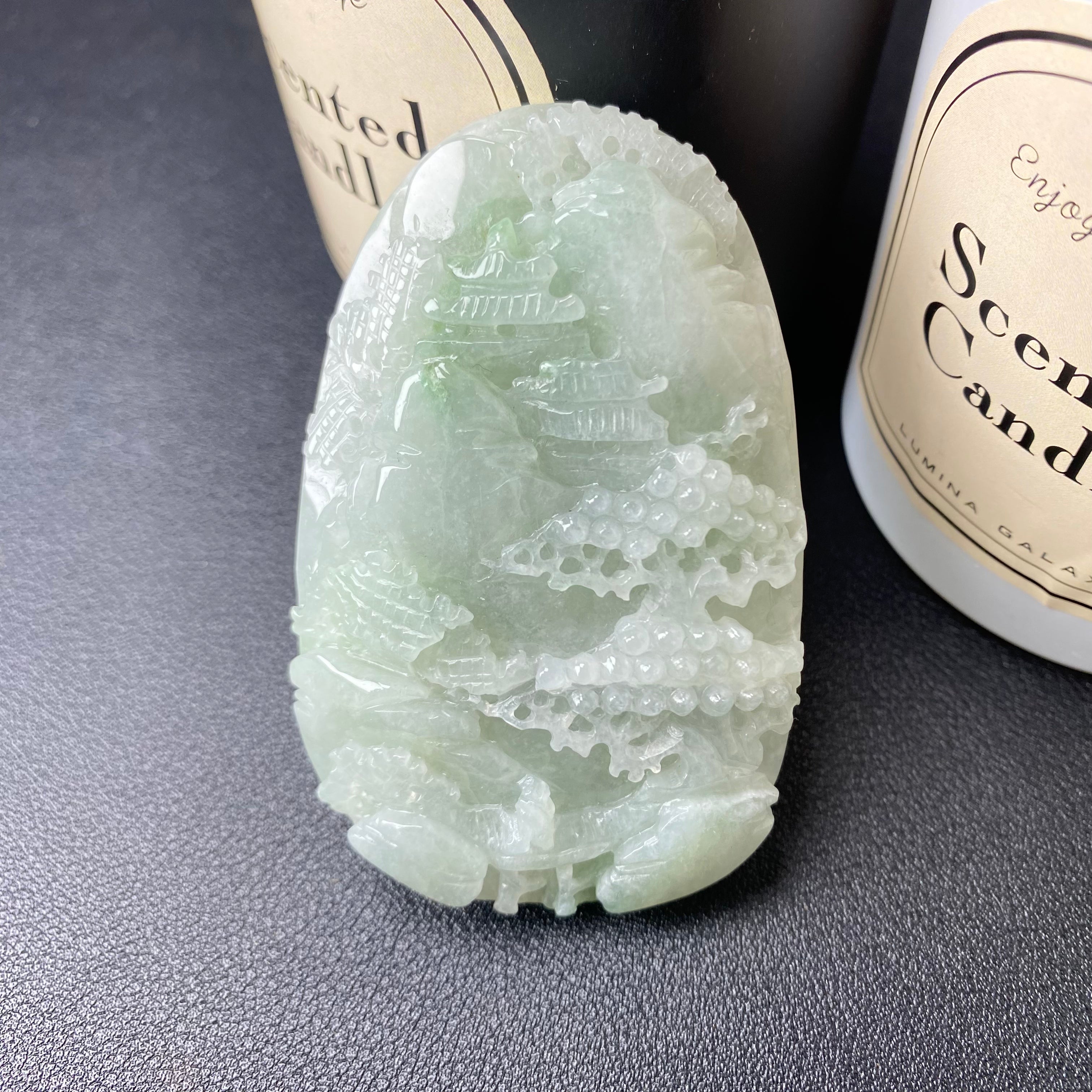 Jade Tranquility – Serene Mountain Pavilion Pendant