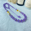 Natural Crystal  Amethyst Adjustable 10-12mm Necklace Golden Bloom Set